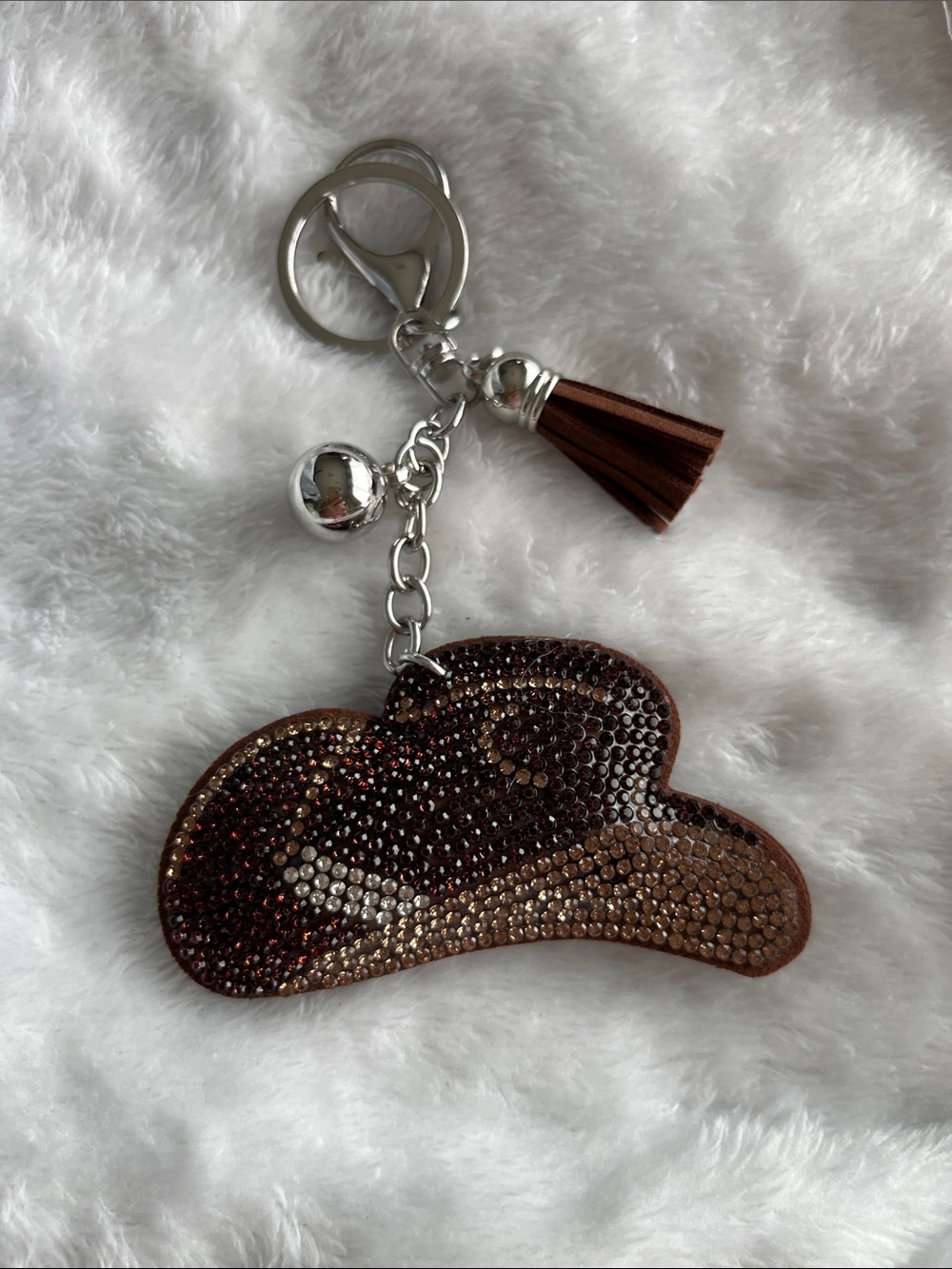 Cowboy Hat | Sparkling Brown Cowboy Hat Bag Charm / Keychain with Tassel